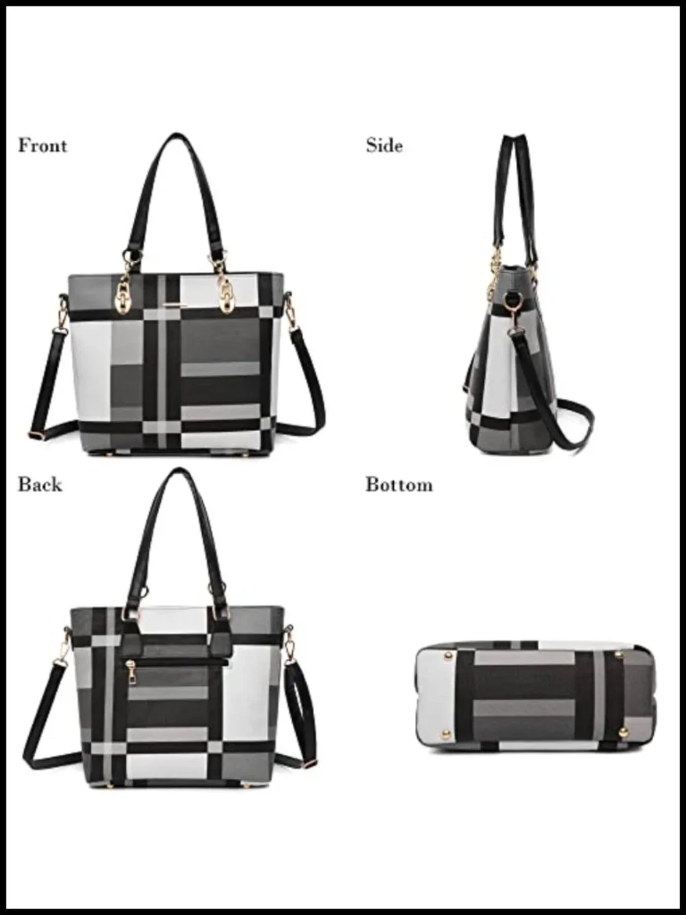 Synthetic Leather Tote Crossbody Bag Set 6pcs Women Handbags Satchel